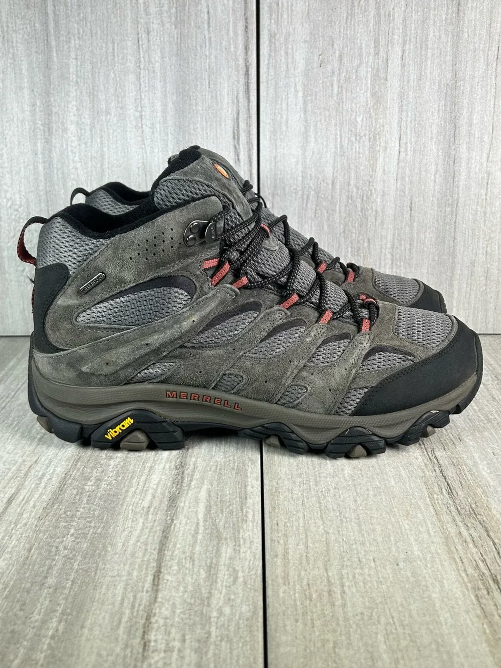 Merrell Moab 3 Beluga Gray Black Trail Hiking Sneaker Boot Men's Size 12 W Wide